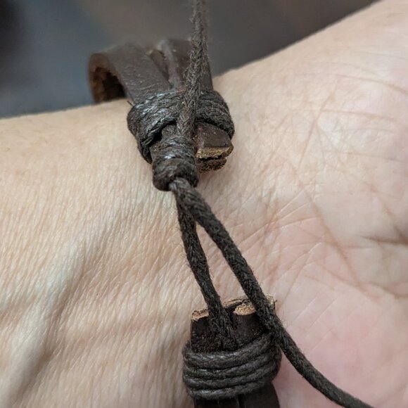 2Pc Men's Women Brown Bracelet Leather - Picture 6 of 8